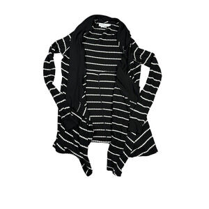 Velvet by Graham & Spencer Womens Size XS Long Open Cardigan Black White Striped